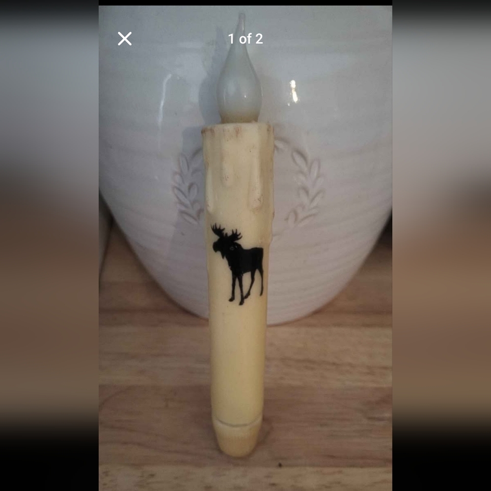 Moose Silhouette LED Timer Candle - Cream